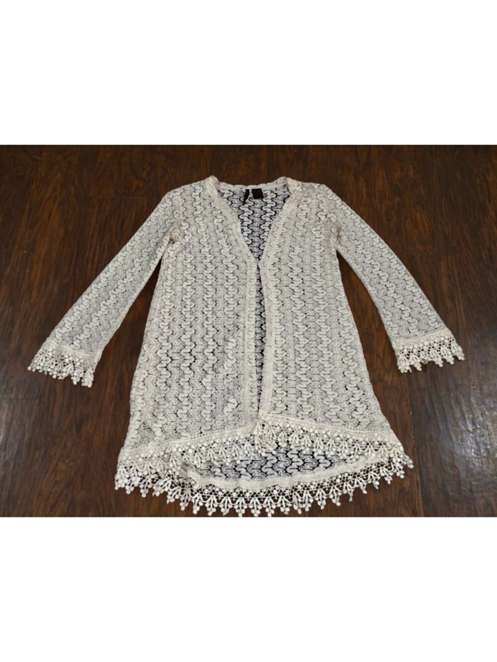 Women Size XS Lace Duster Cardigan Shawl Romantic Boho Chic Whimsigoth Festival